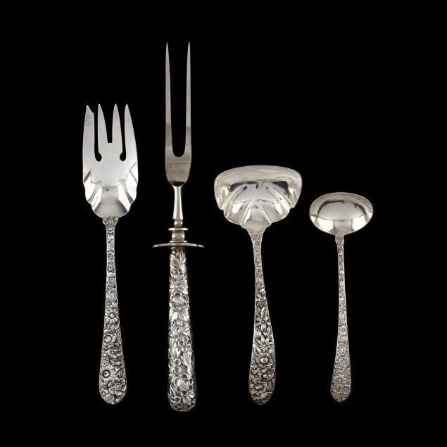 FOUR REPOUSSé STERLING SILVER