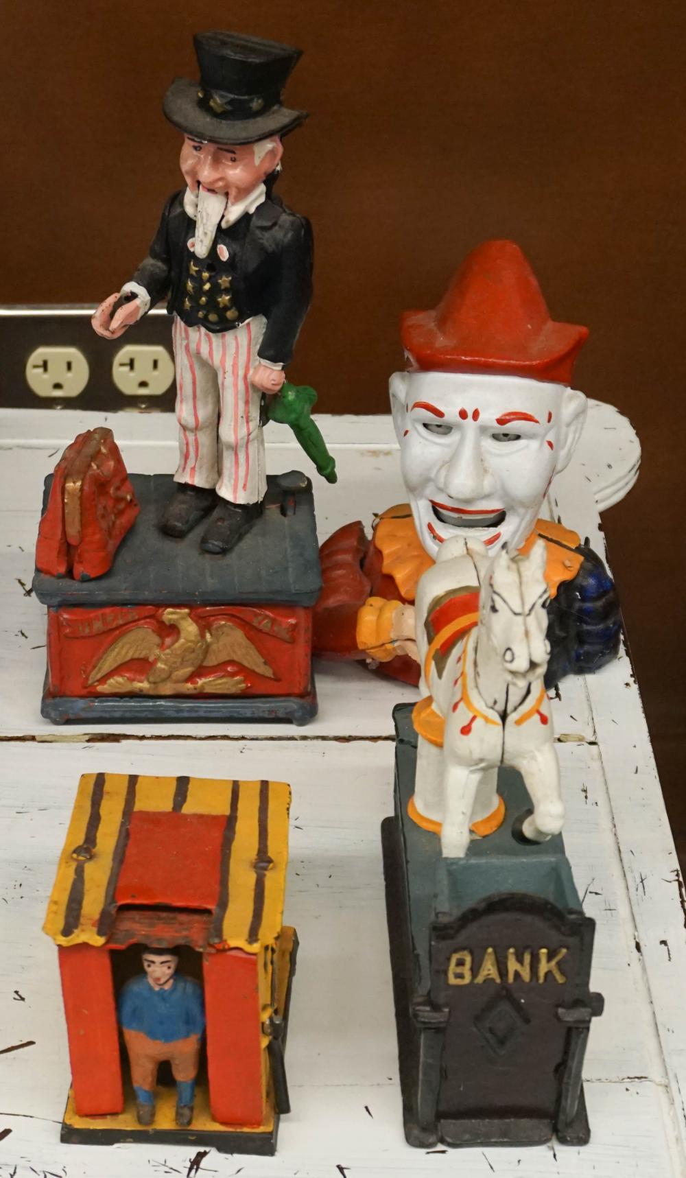 FOUR REPRODUCTION PAINTED METAL