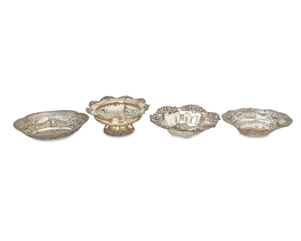 FOUR RETICULATED SILVER BOWLSFour