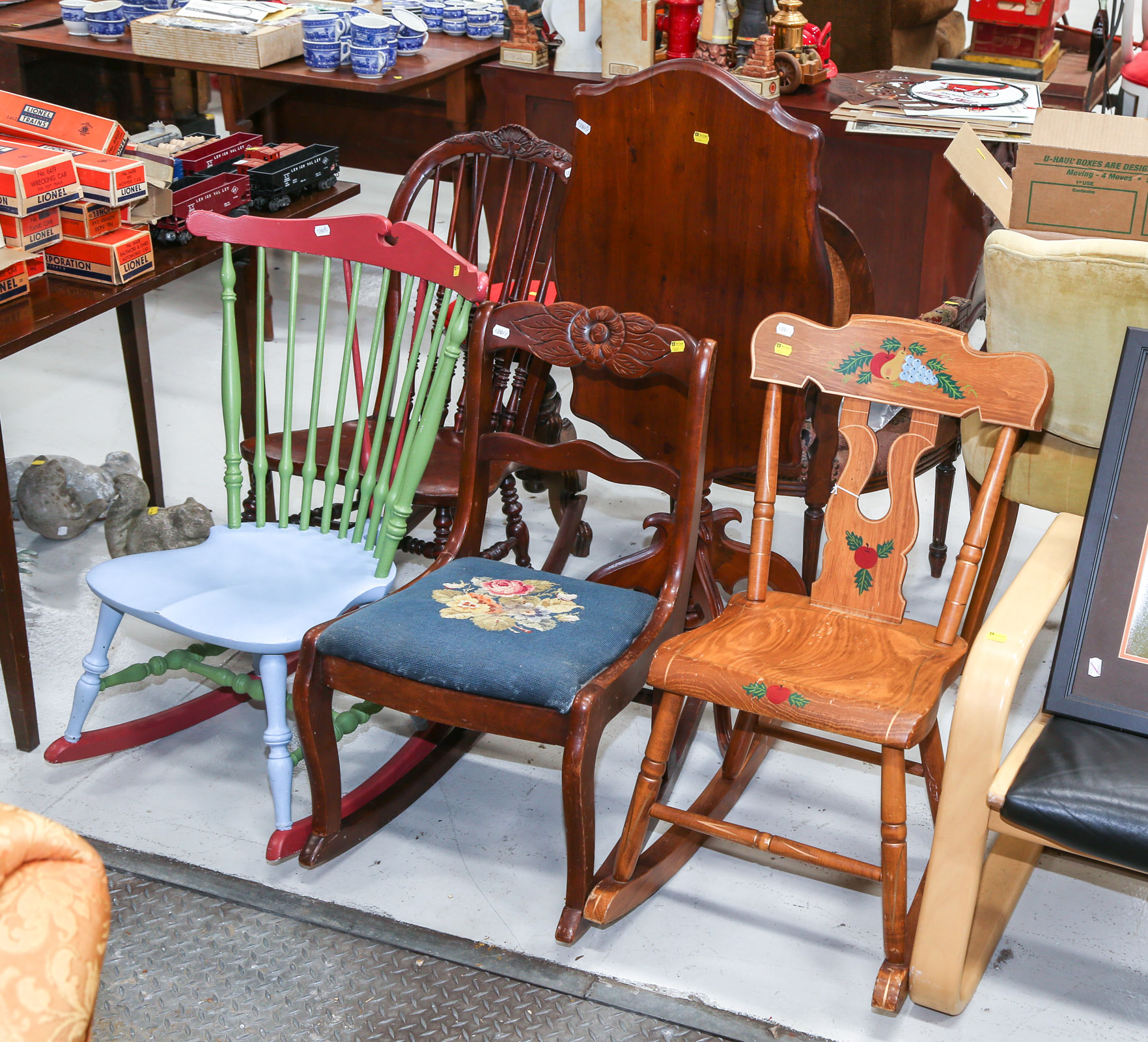 FOUR ROCKING CHAIRS; VICTORIAN