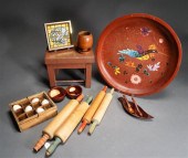 FOUR ROLLING PINS, DECORATED T