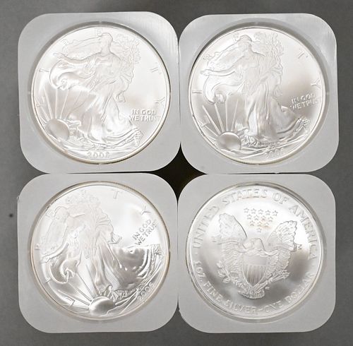 FOUR ROLLS OF 20-2006 1OZ SILVER