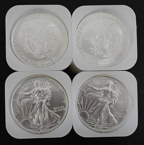 FOUR ROLLS OF 20-2007 1OZ SILVER