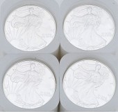 FOUR ROLLS OF 20-2007 1OZ SILV