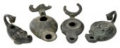 FOUR ROMAN BRONZE OIL LAMPSpos