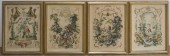 FOUR ROMANTIC COLOR LITHOGRAPH