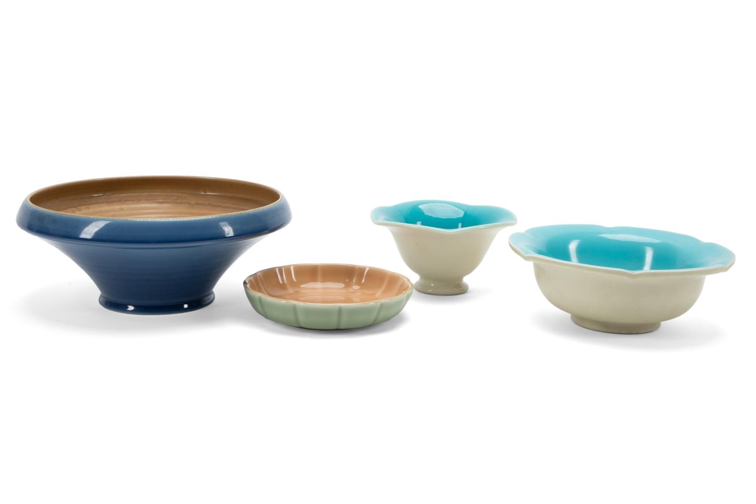 FOUR ROOKWOOD TWO-TONE POTTERY
