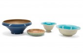 FOUR ROOKWOOD TWO-TONE POTTERY