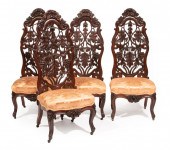 FOUR ROSEWOOD SLIPPER CHAIRS,