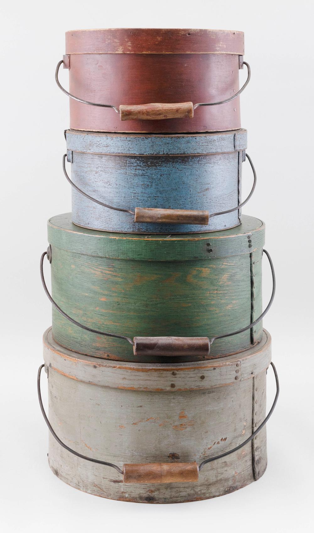FOUR ROUND PAINTED WOODEN PANTRY