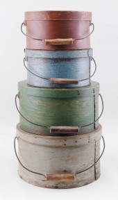 FOUR ROUND PAINTED WOODEN PANT