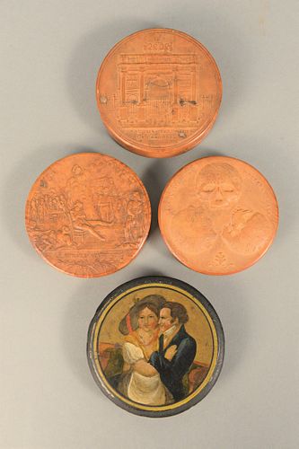 FOUR ROUND SNUFF BOXES TO INCLUDE