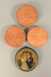 FOUR ROUND SNUFF BOXES TO INCL