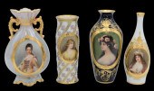 FOUR ROYAL VIENNA PORTRAIT VAS