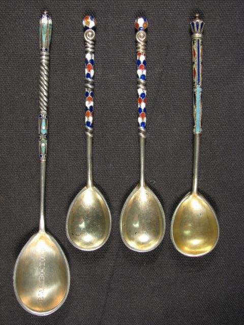 Four Russian enameled silver