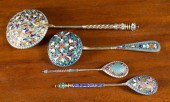 FOUR RUSSIAN ENAMELED SILVER S