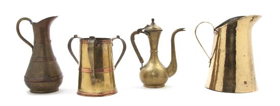 Four Russian Hammered Brass