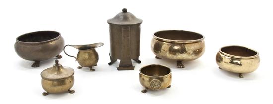 Four Russian Hammered Brass Bowls