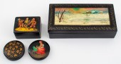 FOUR RUSSIAN LACQUER BOXES, FE