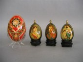 Four Russian lacquered eggs