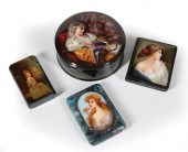 FOUR RUSSIAN LACQUERED PORTRAI