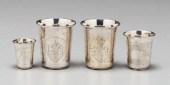 Four Russian silver cups, flar