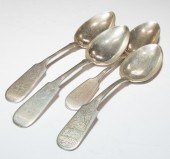 FOUR RUSSIAN SILVER TABLE SPOO