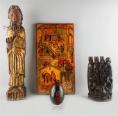 FOUR RUSSIAN WOOD ITEMSFOUR RU