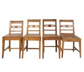 FOUR RUSTIC PINE DINING CHAIRS