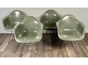 Four sage green fiberglass