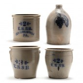 FOUR SALT GLAZED STONEWARE STO