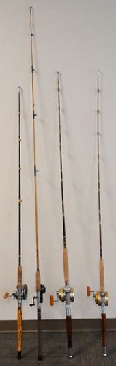 FOUR SALTWATER RODS WITH REELS