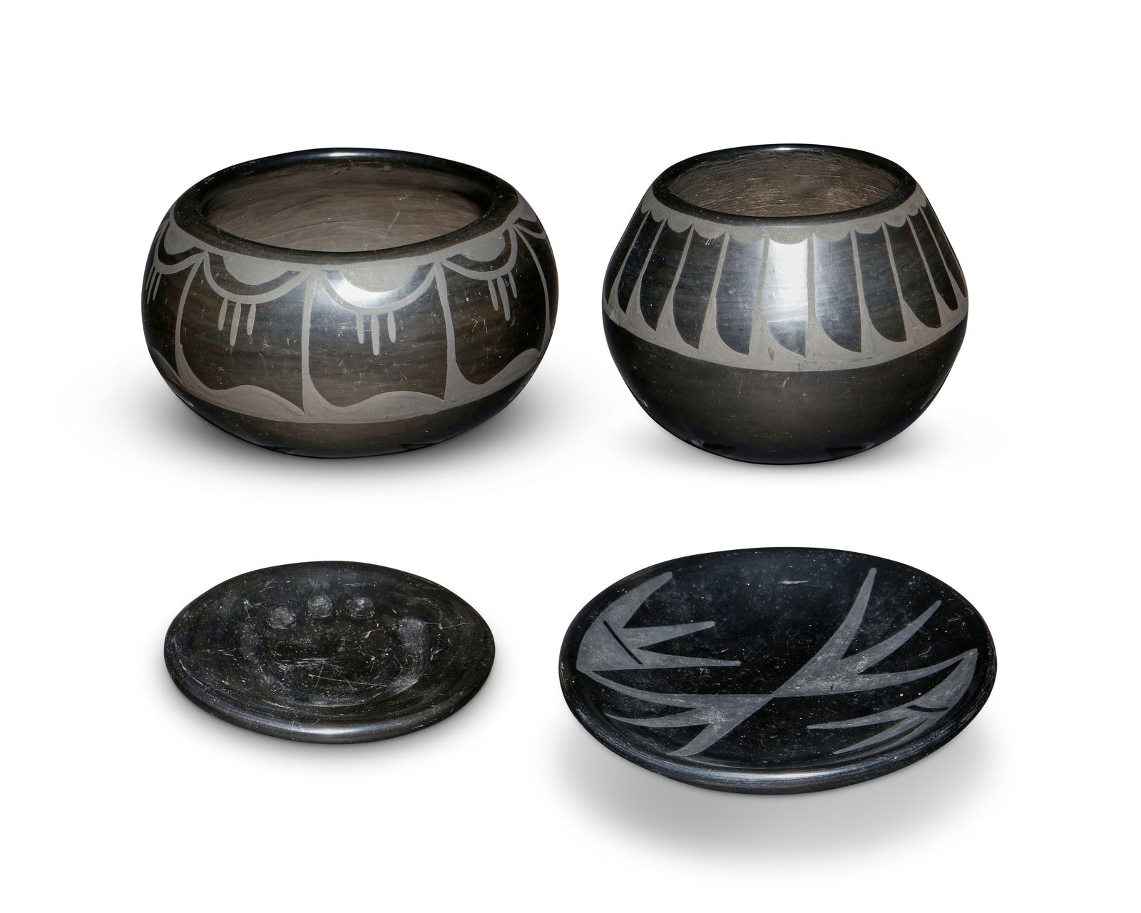 FOUR SANTA CLARA PUEBLO BLACKWARE
