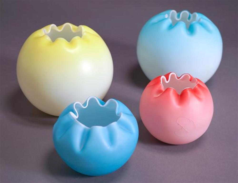 FOUR SATIN GLASS VASESFour Satin