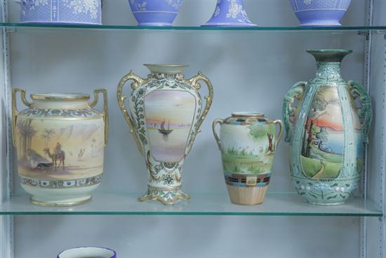 FOUR SCENIC NIPPON VASES. Desert