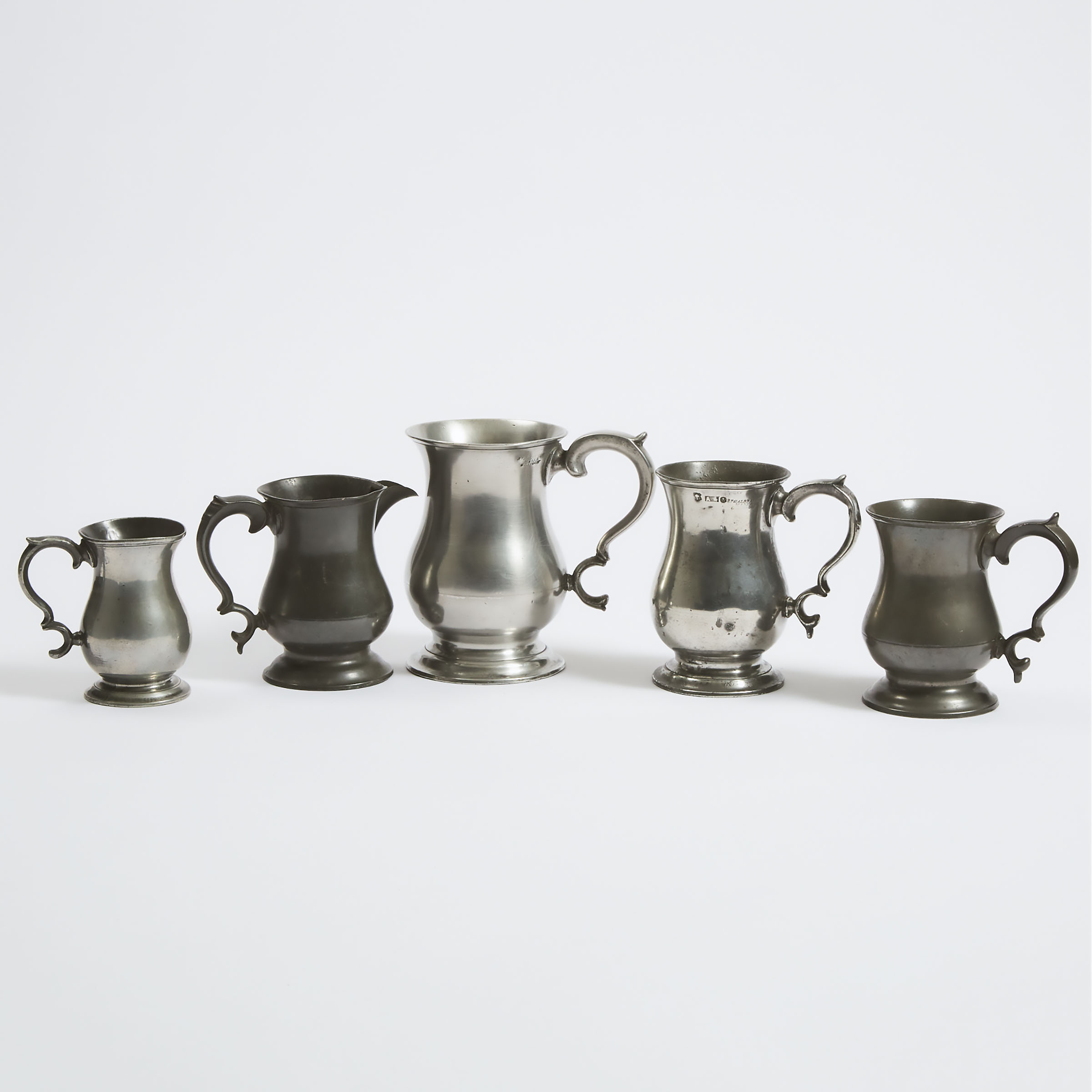 Four Scottish Pewter Tulip Form