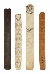 FOUR SCRIMSHAW BUSKS 19TH CENT