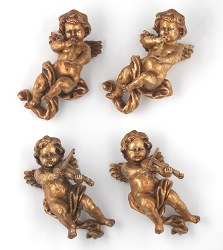 FOUR SCULPTED GILT MUSICAL