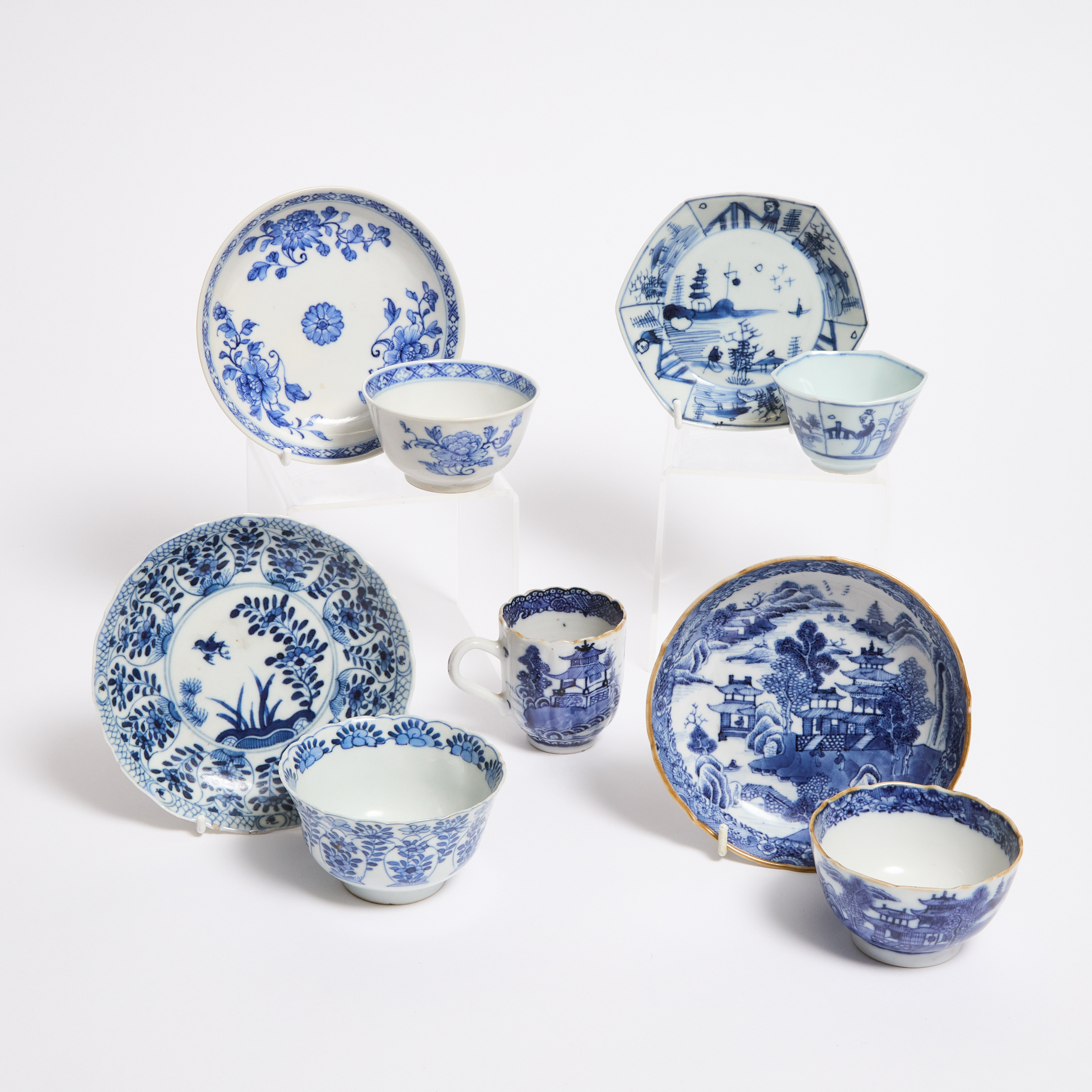 Four Sets of Blue and White Cups