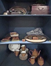 FOUR SHELVES OF DECORATIVES Fo