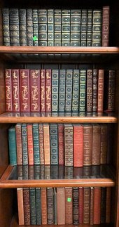 FOUR SHELVES OF LEATHER BOUND