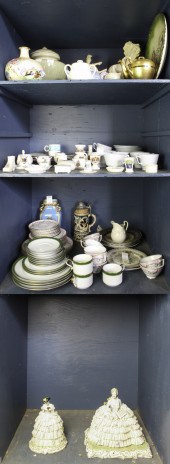 FOUR SHELVES OF PORCELAIN CHIN