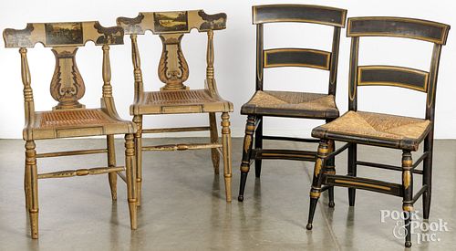 FOUR SHERATON PAINTED CHAIRSTwo