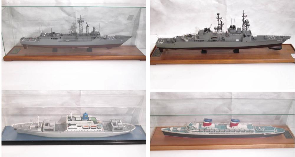 FOUR SHIP MODELS: 1) CRUISE SHIP SS