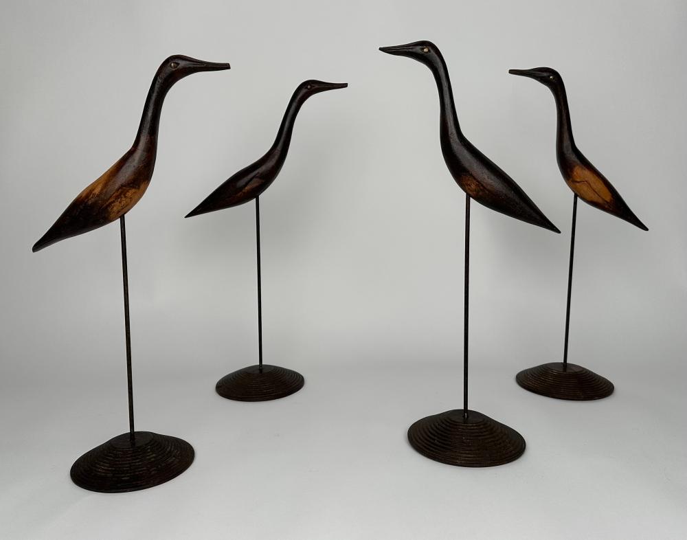 FOUR SHOREBIRD CARVINGS 20TH