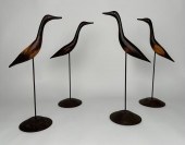 FOUR SHOREBIRD CARVINGS 20TH C