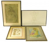 FOUR SIGNED AND FRAMED FIGURE