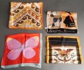 FOUR SILK SCARVES, A PAIR OF W