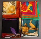 FOUR SILK SCARVES (GRES, LONGC