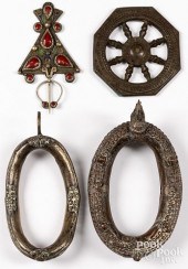 FOUR SILVER AND BRONZE DECORAT